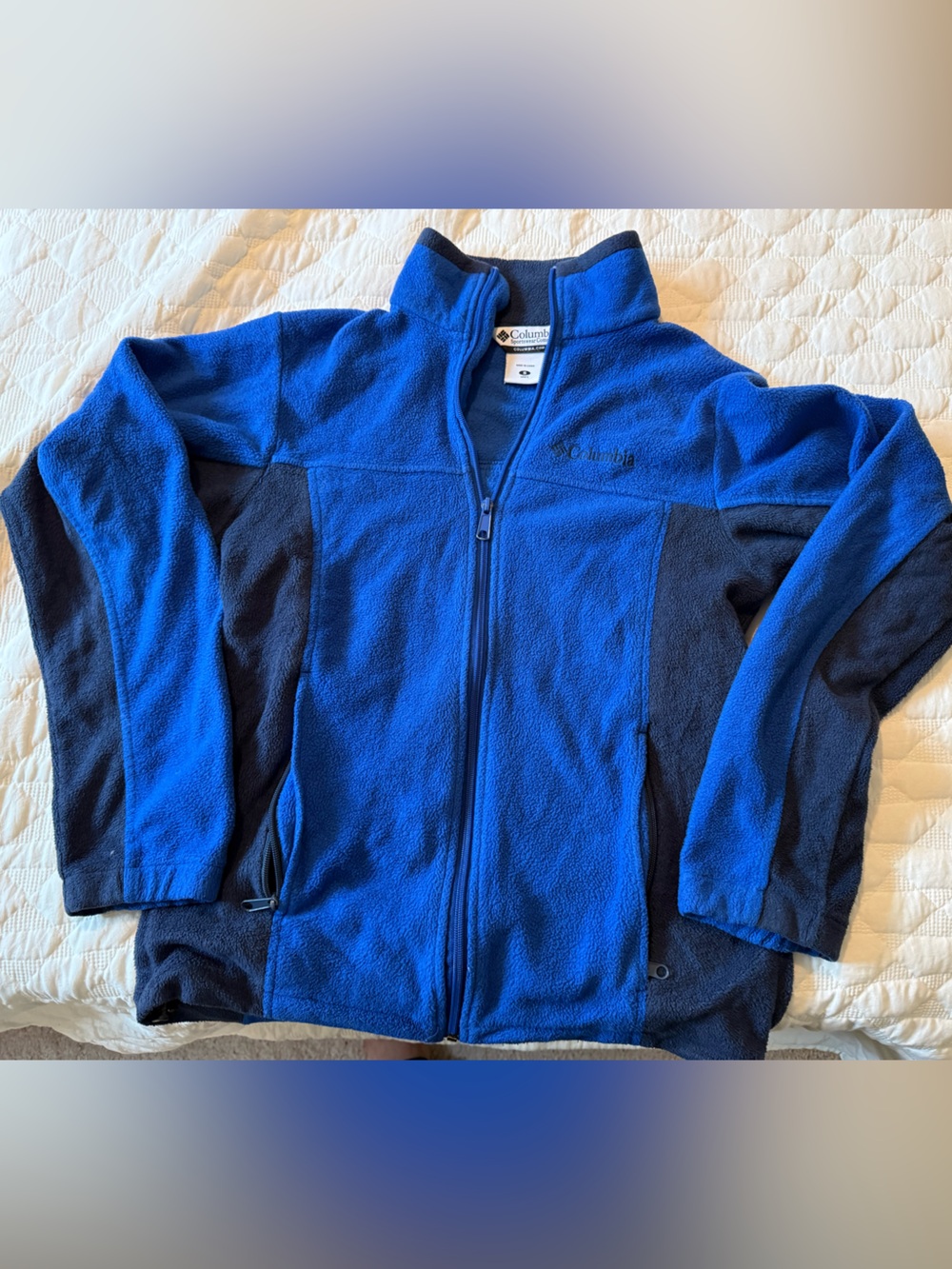 Men's Columbia Size Medium Two-Tone Blue Fleece Jacket